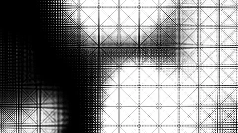 Monochrome Halftone Grid with Distorted Dots and Geometric Line Pattern Video stock 346799256