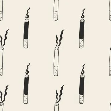 Monochrome hand draw cigarettes pattern background for World No Tobacco Day Stock Illustration