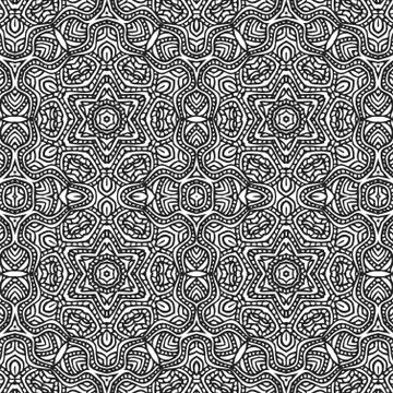Monochrome hand drawn seamless pattern illustration. Stock Illustration