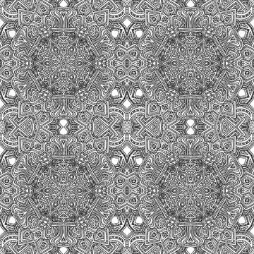 Monochrome hand drawn seamless pattern illustration. Stock Illustration