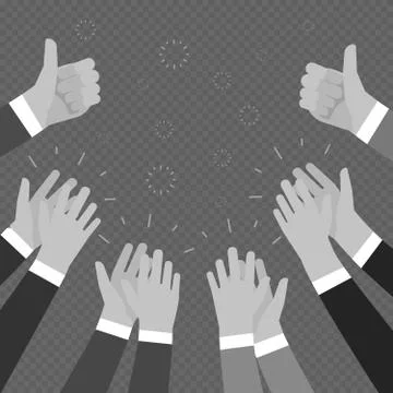 Monochrome hands clapping, applasure isolated on background 스톡 일러스트