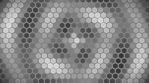 Monochrome hexagonal grid with shifting light waves. 4K 스톡 동영상 346896701