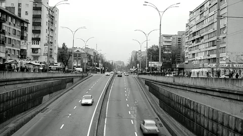 Monochrome Highway On Diagonal View Stock Footage 83952884