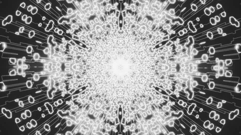 Monochrome Hypnotic Symmetry Loop – Seamless 4K VJ Visual 스톡 동영상 317082586