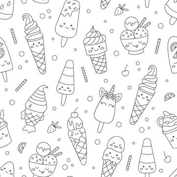 Monochrome ice cream pattern Stock Illustration