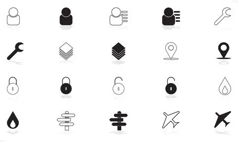 Monochrome Icon Set Vector Illustration User Interface Design Elements. Stockillustratie