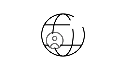 A monochrome illustration of a globe with two figures, representing unity a.. Stock Footage 332853515