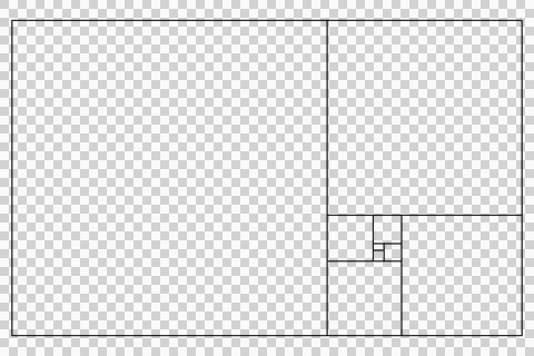 Monochrome illustrations of squares and rectangles based on the golden ratio. Stock Illustration