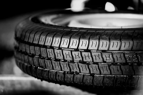 Monochrome image of clean tire surface representing engineering quality Stock Photos