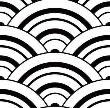 Monochrome Japanese pattern of waves Stock Illustration