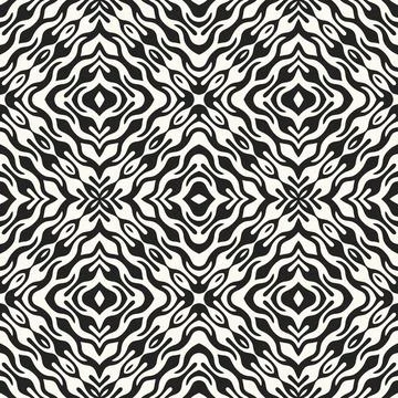 Monochrome Kaleidoscope Grid Pattern Stock Illustration