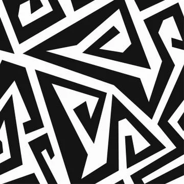 Monochrome labyrinth seamless pattern Stock Illustration