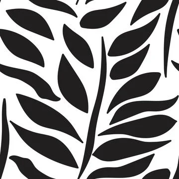 Monochrome Leaf Seamless Pattern Design 스톡 일러스트