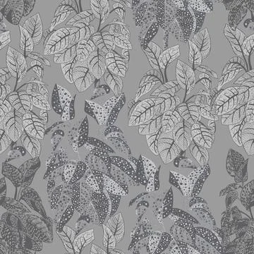 Monochrome Leaves seamless pattern Illustrazione stock