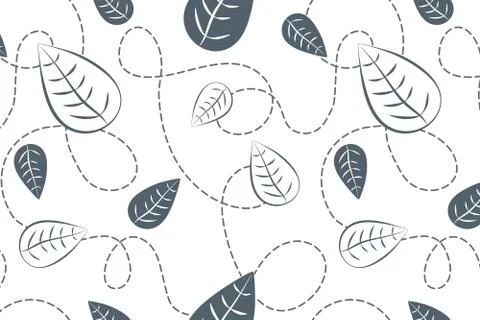 Monochrome leaves vector seamless pattern. 스톡 일러스트