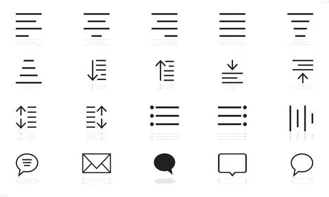 Monochrome line  Icon Set Vector Illustration User Interface Design Elements. Stock Illustration