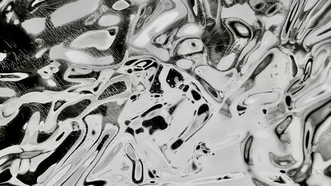 Monochrome liquid mercury distortion texture swirling silver metallic fluid.. Fotos Stock