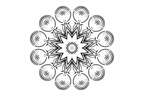 Monochrome Mandala Circular Pattern Design Stock Illustration