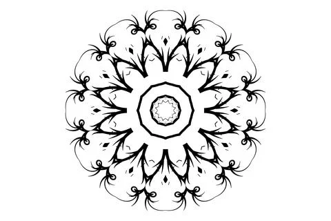 Monochrome Mandala Circular Pattern Design Stock Illustration