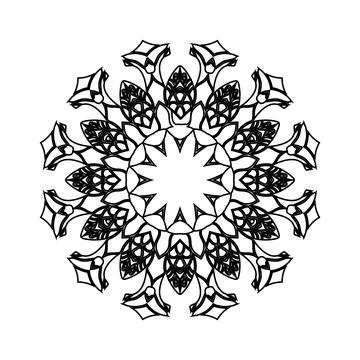 Monochrome Mandala Symmetrical Circular Pattern Art 스톡 일러스트