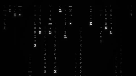 Monochrome Matrix Digital Rain White Code Seamless Loop Stock Footage 339177270