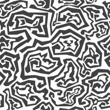 Monochrome maze seamless pattern Stock Illustration