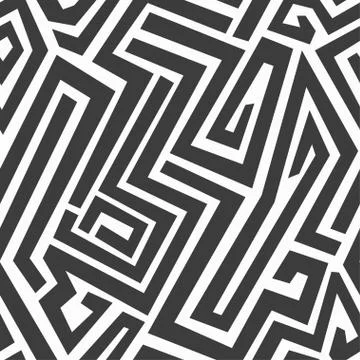 Monochrome maze seamless pattern Illustrazione stock