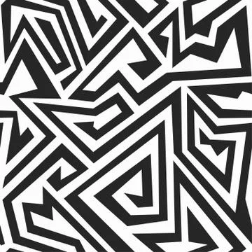 Monochrome maze seamless pattern Stock Illustration