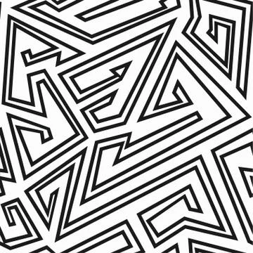 Monochrome maze seamless pattern Stock Illustration