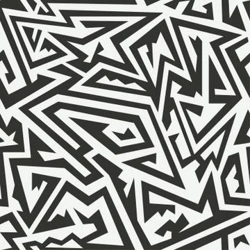 Monochrome maze seamless pattern Stock Illustration