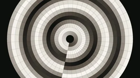 Monochrome Mechanical Donut Concentric Tiled Tunnel Loop Stock Footage 341609131