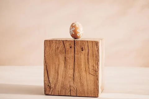 Monochrome minimalist Easter composition in spring warm pastel tones Stock Photos