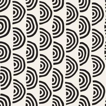 Monochrome minimalistic seamless pattern with arcs. Simple hand drawn texture Stock Illustration