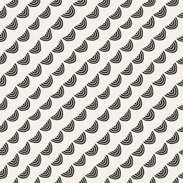 Monochrome minimalistic seamless pattern with arcs. Simple hand drawn texture Illustrazione stock