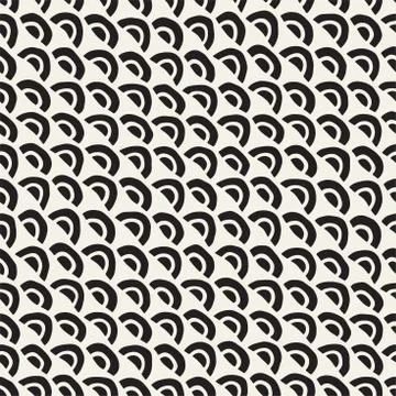 Monochrome minimalistic seamless pattern with arcs. Simple hand drawn textu.. Illustrazione stock