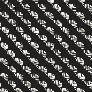 Monochrome minimalistic seamless pattern with arcs. Simple hand drawn textu.. Stock Illustration