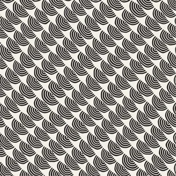Monochrome minimalistic seamless pattern with arcs. Simple hand drawn textu.. Stockillustratie