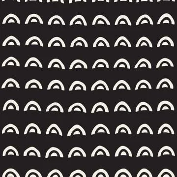 Monochrome minimalistic seamless pattern with arcs. Simple hand drawn textu.. Stock Illustration
