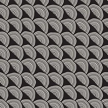 Monochrome minimalistic seamless pattern with arcs. Simple hand drawn textu.. Stock Illustration