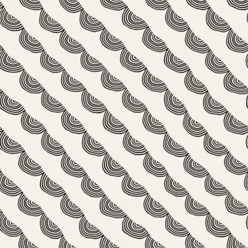 Monochrome minimalistic seamless pattern with arcs. Simple hand drawn textu.. Stockillustratie