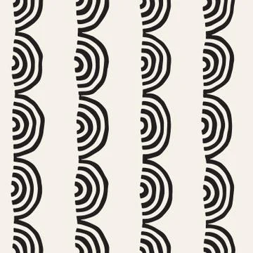 Monochrome minimalistic seamless pattern with arcs. Simple hand drawn textu.. Illustrazione stock