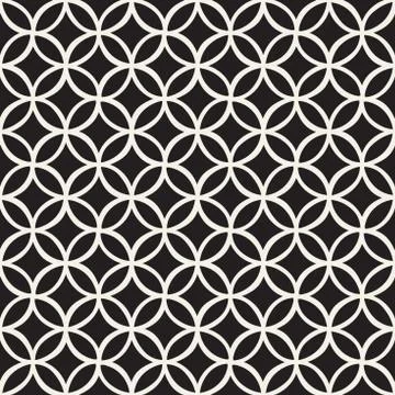 Monochrome minimalistic seamless pattern with circles. Simple hand drawn text Stock Illustration