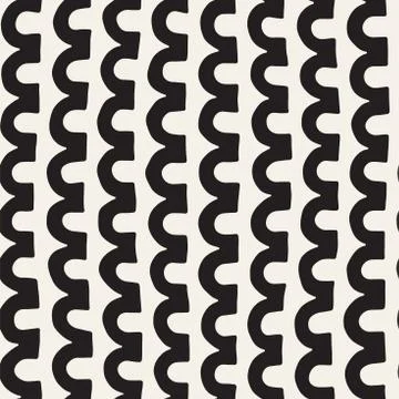 Monochrome minimalistic tribal seamless pattern with arc lines. Vector Stock Illustration