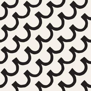 Monochrome minimalistic tribal seamless pattern with arc lines. Vector Stock Illustration