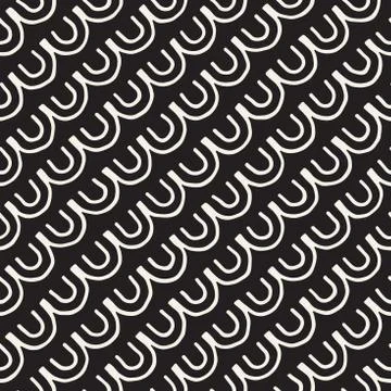 Monochrome minimalistic tribal seamless pattern with arc lines. Vector back.. Stock Illustration