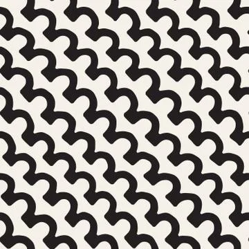 Monochrome minimalistic tribal seamless pattern with arc lines. Vector back.. Stock Illustration
