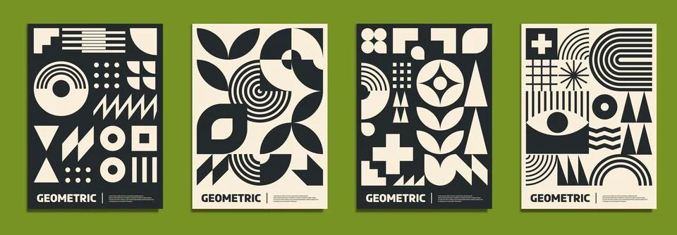 Monochrome modern abstract geometric patterns Stock Illustration