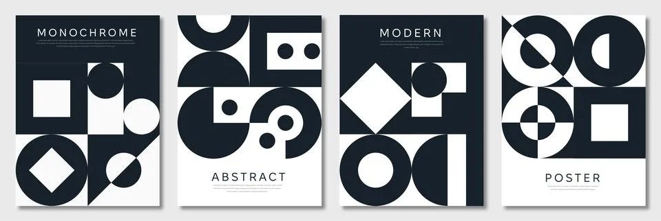 Monochrome modern posters vector set Stock Illustration