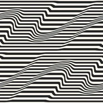 Monochrome Moiré Effect Textured Wavy Pattern Stock Illustration