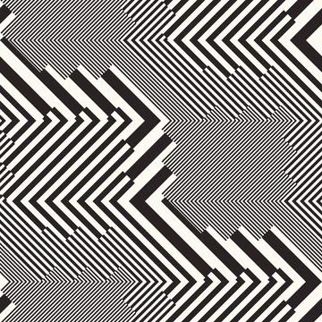 Monochrome Moiré Effect Textured Zigzag Pattern Stock Illustration